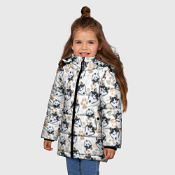 Куртка зимняя для девочки Собака Сибирский Хаски, цвет: 3D-светло-серый — фото 2