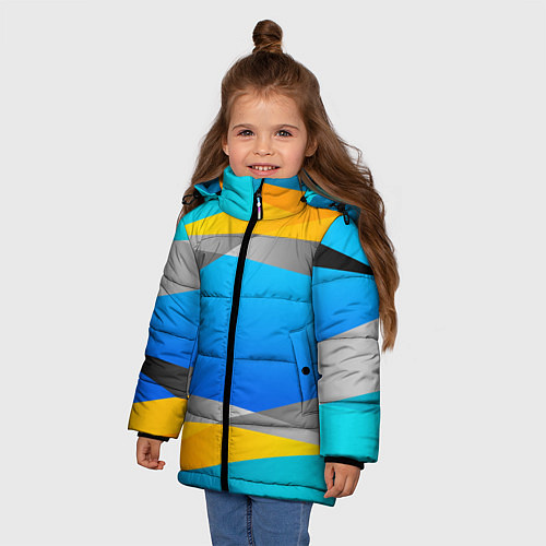 Зимняя куртка для девочки Резкая Абстракция / 3D-Светло-серый – фото 3