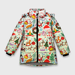 Куртка зимняя для девочки Самый новогодний принт, цвет: 3D-светло-серый