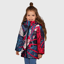 Куртка зимняя для девочки Самурай Якудза, змей, скелет, цвет: 3D-светло-серый — фото 2