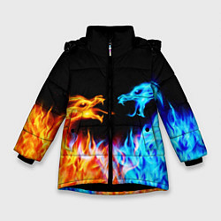 Куртка зимняя для девочки FIRE DRAGONS ОГНЕННЫЕ ДРАКОНЫ, цвет: 3D-черный