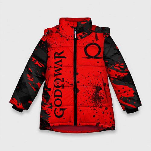 Зимняя куртка для девочки God of War Брызги крови / 3D-Красный – фото 1