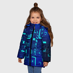 Куртка зимняя для девочки Киберпанк Зима 2022, цвет: 3D-светло-серый — фото 2