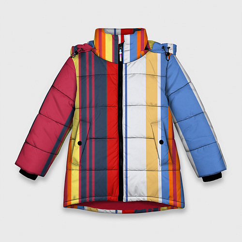 Зимняя куртка для девочки Stripes Abstract / 3D-Красный – фото 1