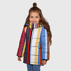 Куртка зимняя для девочки Stripes Abstract, цвет: 3D-красный — фото 2