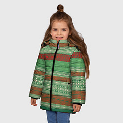 Куртка зимняя для девочки Полосатый узор из фигур, цвет: 3D-светло-серый — фото 2