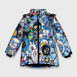 Куртка зимняя для девочки Буйство синих, цвет: 3D-черный