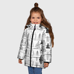 Куртка зимняя для девочки Елки Черные, цвет: 3D-черный — фото 2