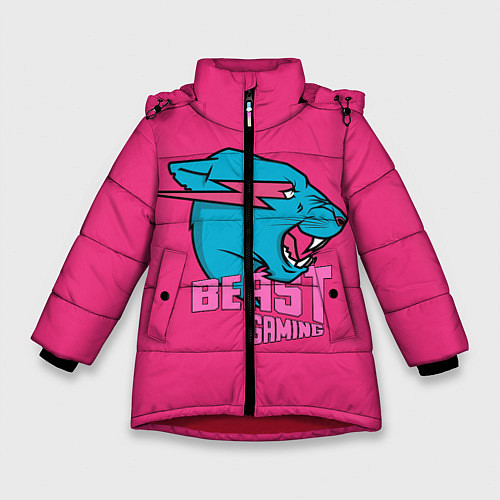 Зимняя куртка для девочки Mr Beast Gaming Full Print Pink edition / 3D-Красный – фото 1