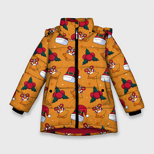 Зимняя куртка для девочки Новогоднее настроениe / 3D-Красный – фото 1