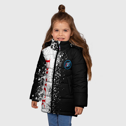 Зимняя куртка для девочки BUICK КРАСНОЕ ЛОГО ЦВЕТНАЯ ЭМБЛЕМА / 3D-Светло-серый – фото 3