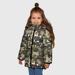 Куртка зимняя для девочки Камуфляж из Собак Camouflage, цвет: 3D-светло-серый — фото 2