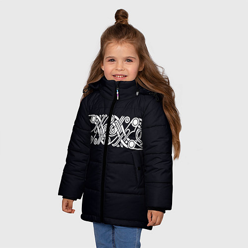 Зимняя куртка для девочки Вязь Викингов / 3D-Светло-серый – фото 3