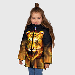 Куртка зимняя для девочки Тигр В Пламени, цвет: 3D-черный — фото 2