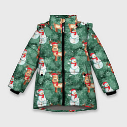 Куртка зимняя для девочки Новогоднее настроение Санта, цвет: 3D-светло-серый