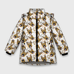 Куртка зимняя для девочки Собака - Немецкая Овчарка, цвет: 3D-светло-серый