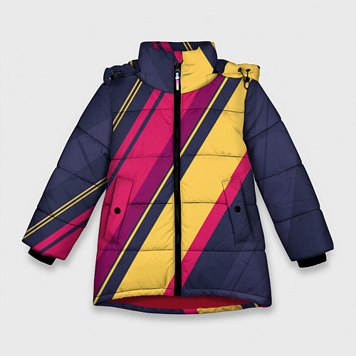 Зимняя куртка для девочки Геометрический Строй / 3D-Красный – фото 1