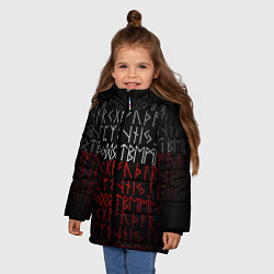 Куртка зимняя для девочки Славянская символика Руны, цвет: 3D-черный — фото 2