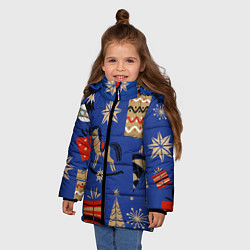 Куртка зимняя для девочки Новогодний узор, цвет: 3D-красный — фото 2
