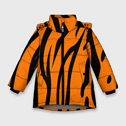 Куртка зимняя для девочки Текстура тиграtiger, цвет: 3D-светло-серый