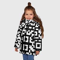 Куртка зимняя для девочки Qr codeкуаркод, цвет: 3D-черный — фото 2