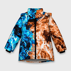 Куртка зимняя для девочки Огненное пламя, цвет: 3D-светло-серый