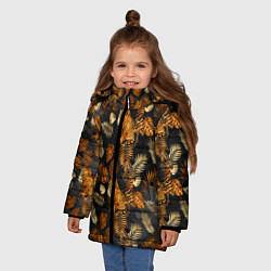 Куртка зимняя для девочки Тигры и листья Тропики, цвет: 3D-красный — фото 2