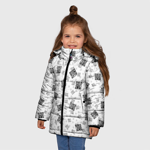 Зимняя куртка для девочки PATTERN QR CODE / 3D-Светло-серый – фото 3