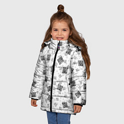 Куртка зимняя для девочки PATTERN QR CODE, цвет: 3D-светло-серый — фото 2