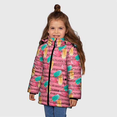 Зимняя куртка для девочки Сладкое мороженое с блестками / 3D-Светло-серый – фото 3