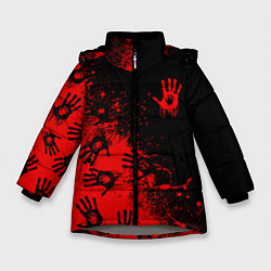 Куртка зимняя для девочки Death Stranding Отпечаток рук паттерн, цвет: 3D-светло-серый
