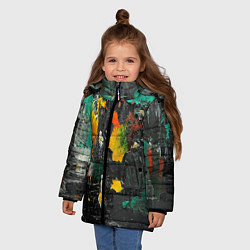 Куртка зимняя для девочки Пятна краски, цвет: 3D-красный — фото 2