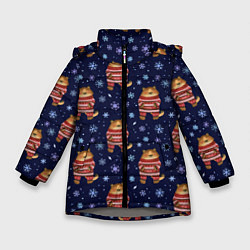 Куртка зимняя для девочки Тигры в свитере, цвет: 3D-светло-серый