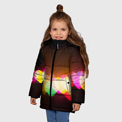 Куртка зимняя для девочки Горящие сердца всех цветов радуги, цвет: 3D-красный — фото 2