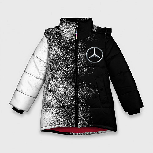 Зимняя куртка для девочки Чёрно-белый Мерседес / 3D-Красный – фото 1