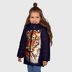 Куртка зимняя для девочки Грозный Тигр Символ 2022 Года Tiger Beast, цвет: 3D-черный — фото 2