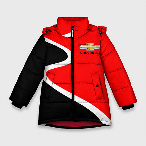 Зимняя куртка для девочки Chevrolet Логотип / 3D-Красный – фото 1