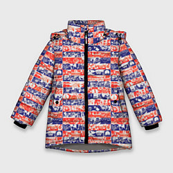 Куртка зимняя для девочки СССР хроника паттерн, цвет: 3D-светло-серый