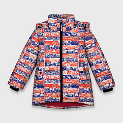 Куртка зимняя для девочки СССР хроника паттерн, цвет: 3D-красный