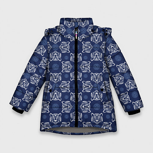 Зимняя куртка для девочки Фон с Китайскими Символами Нового Года - Тигра / 3D-Светло-серый – фото 1