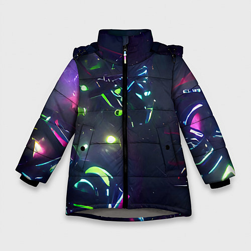 Зимняя куртка для девочки Космическая битва / 3D-Светло-серый – фото 1