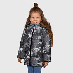 Куртка зимняя для девочки Табун Лошадей, цвет: 3D-светло-серый — фото 2