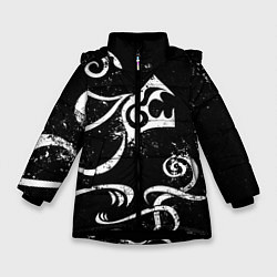 Куртка зимняя для девочки ТАТУИРОВКА ДРАКЕНА WHITE AND BLACK, цвет: 3D-черный