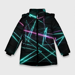Куртка зимняя для девочки Лазерная композиция, цвет: 3D-черный