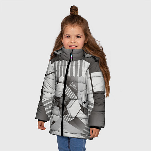 Зимняя куртка для девочки Дробные размерности / 3D-Светло-серый – фото 3