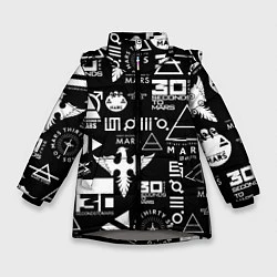 Куртка зимняя для девочки 30 Seconds to Mars: Паттерн логотипов, цвет: 3D-светло-серый