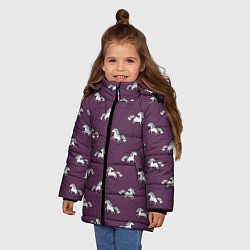 Куртка зимняя для девочки Забавные единороги паттерн, цвет: 3D-красный — фото 2