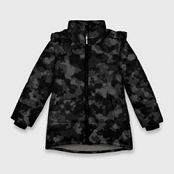 Куртка зимняя для девочки ТЁМНЫЙ КАМУФЛЯЖ, цвет: 3D-светло-серый