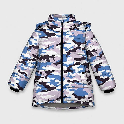 Зимняя куртка для девочки Модный Красочный Камуфляж / 3D-Светло-серый – фото 1