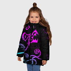Куртка зимняя для девочки НЕОНОВЫЙ ДРАКЕН DRAKEN TATTOO, цвет: 3D-красный — фото 2